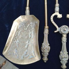 Brass, companion set, Fireside set, solid brass