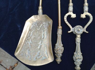 Brass, companion set, Fireside set, solid brass