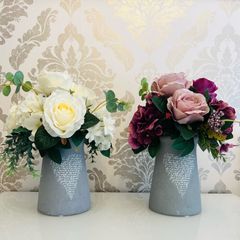 Artificial Floral Arrangements in a decorative vase (x2)