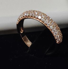 925 Sterling silver Rose Gold CZ micro pave ring