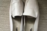 Flat white leather wedge shoes --- size 38