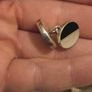Vintage 925 Sterling Silver Mother of Pearl and Onyx Face Cufflinks with Chain Link Image 9