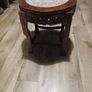 two small round tables in lovely condition marble tops height 18 x18 inches Image 3