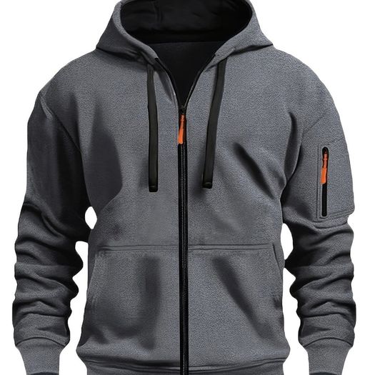 Casual Autumn/Winter Zip-Up Long Sleeve Unisex Sweatshirt