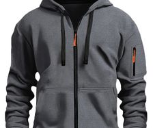 Casual Autumn/Winter Zip-Up Long Sleeve Unisex Sweatshirt