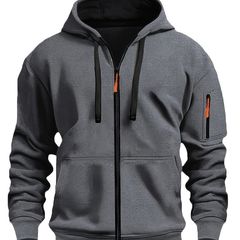 Casual Autumn/Winter Zip-Up Long Sleeve Unisex Sweatshirt
