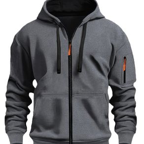 Casual Autumn/Winter Zip-Up Long Sleeve Unisex Sweatshirt