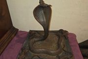 Antique Indian Enameled King Cobra and Lizards Candle Holder
