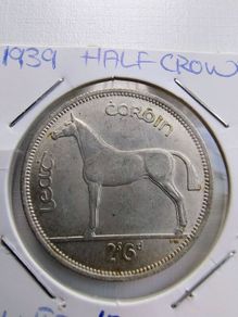 Ireland silver half crown 1939 high grade low mintage coin FREE POSTAGE INCLUDED