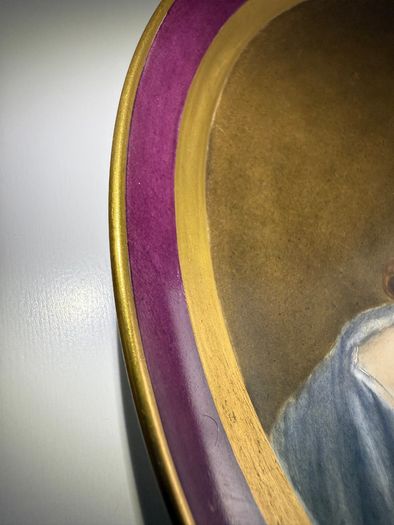 Antique KPM Berlin Hand-Painted Cabinet Plate. Portrait of a Baroque Beauty, 19th Century