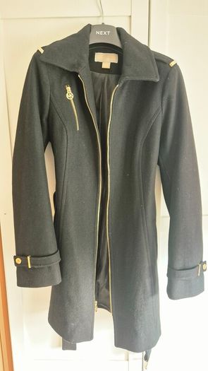 Michael Kors Wool-Blend Coat in Black Size S (10)