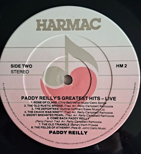 Paddy Reilly's Greatest Hits Live UNTESTED