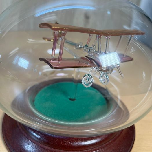 Vintage Northumbrian Glass Tiger Moth and Spitfire Glass Plane Ornament