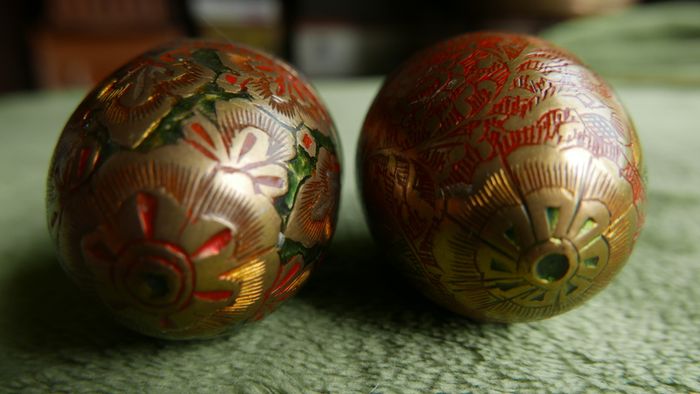Vintage Decorated Brass Eggs