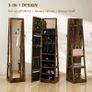 360 Swivel Jewellery Cabinet, Free Standing Full Length Mirror with Storage, Lockable Jewellery Organiser with Built-in Makeup Mirror and Storage Shelves for Bedroom, Rustic Brown Image 6