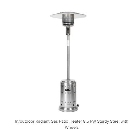 In/outdoor Silver Radiant Heater, Patio heater 8.5 KW Sturdy Steel  with Wheels