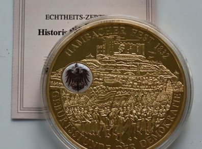 24 Karat Gold plated Proof Hambacher Festival 1832 German national democratic festival