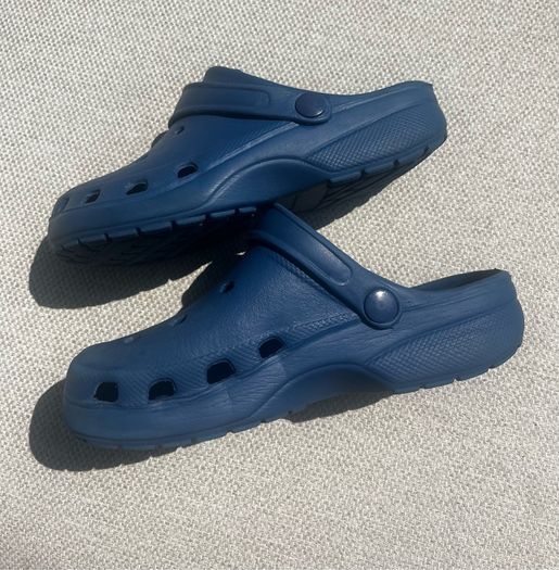 Blue Clogs with Removable Fuzzy Slipper Linings
