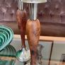 Vintage Tall Pair of Silver Metal and Wooden Candlestick Holders Image 4