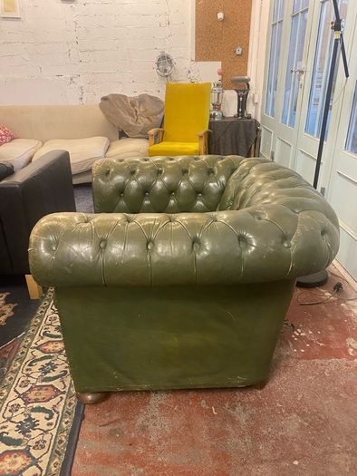 Pair of Vintage Chesterfield Low Back Club Chairs