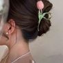 Faux Pearl Rose Hair Claw Clip Image 3
