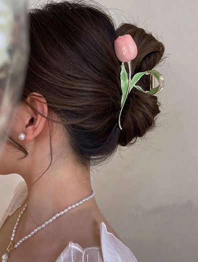 Faux Pearl Rose Hair Claw Clip