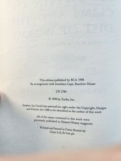 Stephen Jay Gould. Leonardo's Mountain of claims and the Diet of Worms. Hardback With Dustjacket In Good Condition.