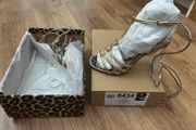 River Island strap gold Perspex heels