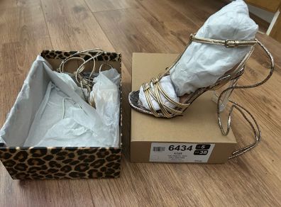River Island strap gold Perspex heels