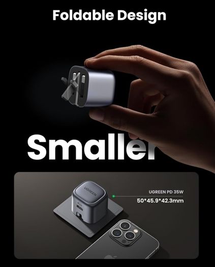 USB C Charger PD 35W USB C Plug Nexode 2-Port Compact Fast Charger Plug Foldable GaN Charger Compatible with iPhone 16/15/14/13/12, Galaxy S10-S24 Series, Pixel 9/8/7/6, MacBook Air M1/M2