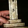 Antique Gold Spelter Christ on Cream Art Deco Pearlised Crucifix 14" x 7" Image 3
