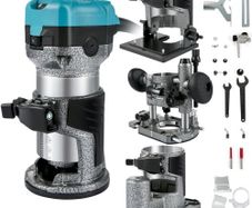 710W Wood Router, Router for Woodworking with 3 Router Collets, Wood Router Tool with Fixed & Plunge & Tilt & Offset Base, Woodworking Router with Aluminum Shell & Variable Rotating