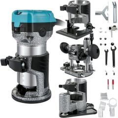 710W Wood Router, Router for Woodworking with 3 Router Collets, Wood Router Tool with Fixed & Plunge & Tilt & Offset Base, Woodworking Router with Aluminum Shell & Variable Rotating