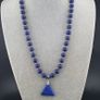 Vintage Lapis Lazuli Beads with Silver Triangle Lapis Pendant Necklace Image 4