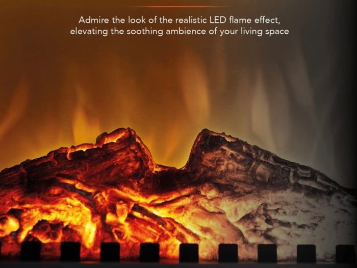 Wingham Log Effect Stove Fire with Realistic LED Flame Effect, Adjustable Thermostat, 2000W (FREE POSTAGE)