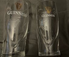 Guinness beer glasses pint half pint