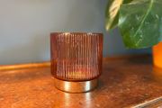 Vintage Amber Glass Candle Holder