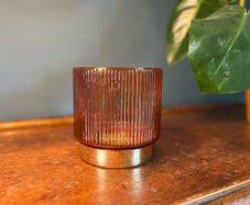 Vintage Amber Glass Candle Holder