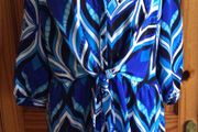 Dunnes Blue Patterned Long Sleeve dress Size 18 can post