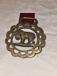 Antique solid brass Elephant medallion