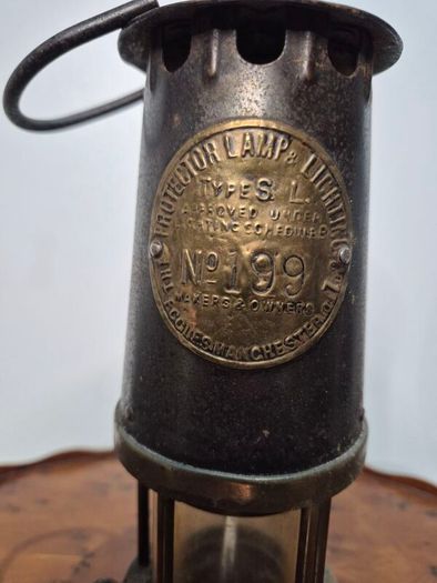 Rare Antique Type S L Miners Safety Lamp Protector Lamp Co. No. 199