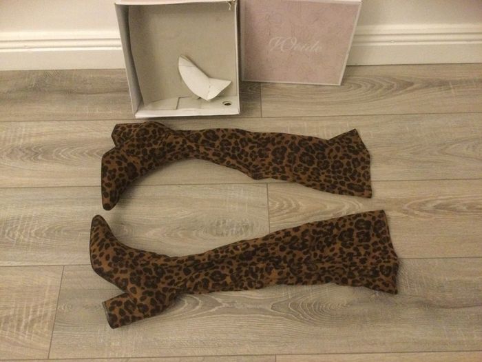 Boots Leopard Suedette Over The Knee size 5