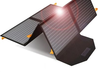60W 19.8V Foldable Solar Panel Kit,Monocrystalline Solar Cell Solar Charger with USB Outputs and 4-in-1 Connector for Smartphones, Tablets, Laptops, and Power Stations