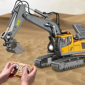 Children's Kids 2.4G Remote Control Excavator Digger RC Model Car Toys Dump Truck Bulldozer Engineering Vehicle Christmas Birthday Rechargeable Battery Gifts