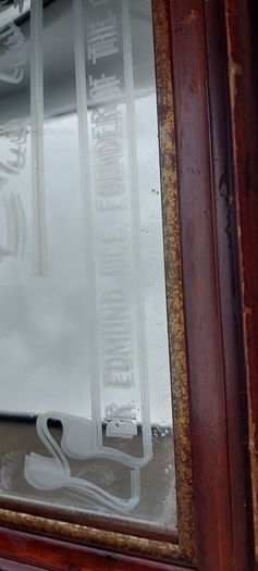 Dr Edmund Rice founder of the Christian brothers etched mirror,came from a old school,hard to come by ,heavy,lovely display,a piece of irish history,,hard to come by, buyer collects,sold as seen ,sorry pics not more clearer,I gave wood a light polish.