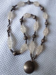 Vintage sterling silver pink quartz necklace