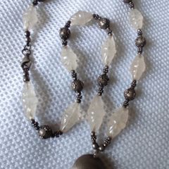 Vintage sterling silver pink quartz necklace