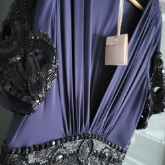 Temperley London Navy Silk Embellished Sz 12UK - Rrp 950