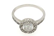 Vintage 925 Sterling Silver Cubic Zirconia Halo Cluster Ring