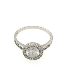Vintage 925 Sterling Silver Cubic Zirconia Halo Cluster Ring